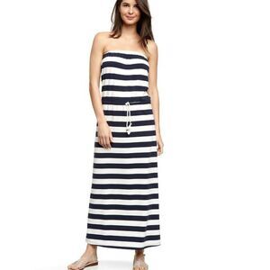GAP Women's XS Cotton Blue & White Striped Sundress Drawstring Maxi NWOT